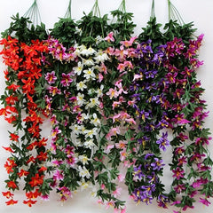 Artificial Lily Flower Wall Decor Fake Flowers Rattan Flower Bar Hanging Orchid
