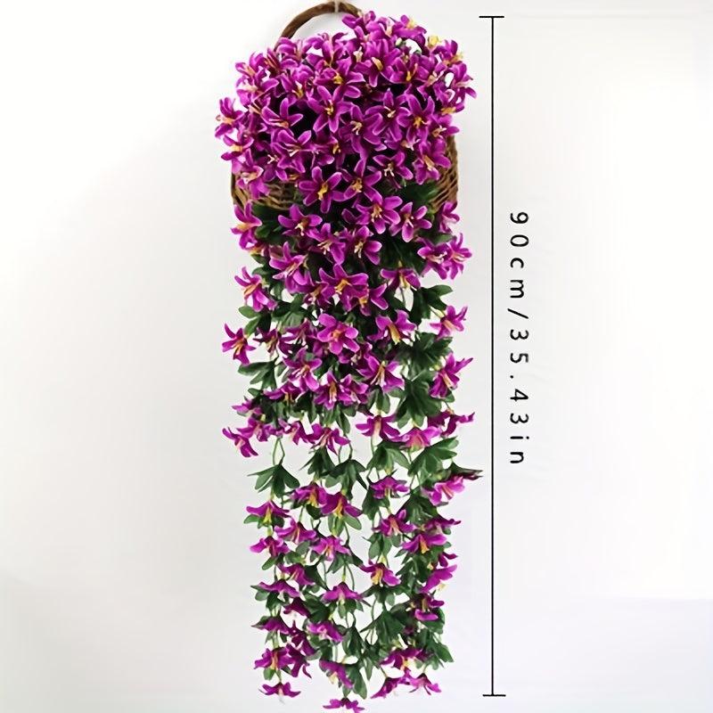 Artificial Lily Flower Wall Decor Fake Flowers Rattan Flower Bar Hanging Orchid