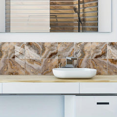 10pcs Golden Brown Marble Tile Wall Sticker Home Decoration