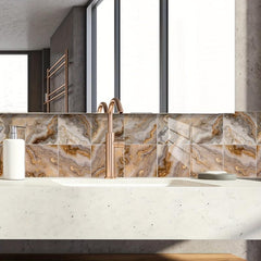 10pcs Golden Brown Marble Tile Wall Sticker Home Decoration