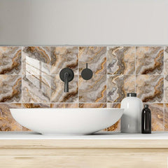 10pcs Golden Brown Marble Tile Wall Sticker Home Decoration