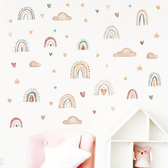 Rainbow Heart Clouds Vinyl Wall Stickers DIY Murals for Room Decor