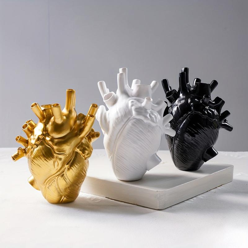 Resin Heart Flower Vase Home Decor Ornament