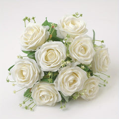 9 Head Silk Rose Bouquet for Weddings and Home Decor