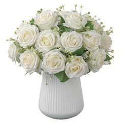 9 Head Silk Rose Bouquet for Weddings and Home Decor