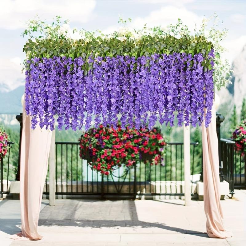 3pcs Wisteria Flower Vines Garland 109 Artificial Wisteria Hanging Flowers