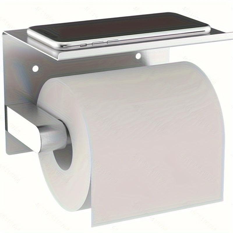 Toilet Roll Holder with Shelf Bathroom Phone Storage Rack