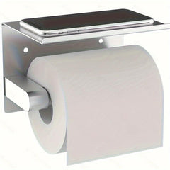 Toilet Roll Holder with Shelf Bathroom Phone Storage Rack