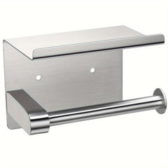 Toilet Roll Holder with Shelf Bathroom Phone Storage Rack