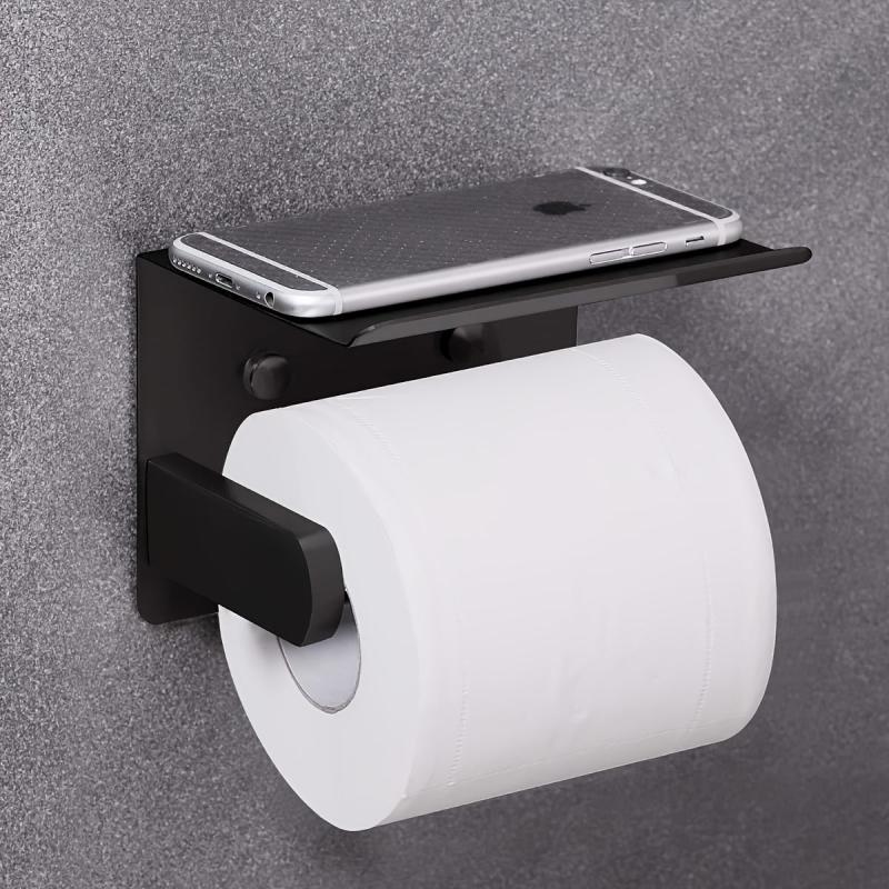 Toilet Roll Holder with Shelf Bathroom Phone Storage Rack