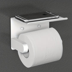 Toilet Roll Holder with Shelf Bathroom Phone Storage Rack