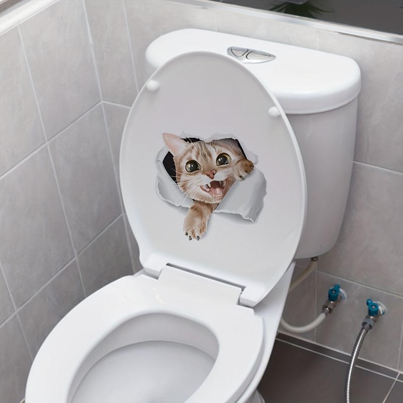 3D Cat Pattern Toilet Lid Decal Restroom Renovation Self-adhesive Decal