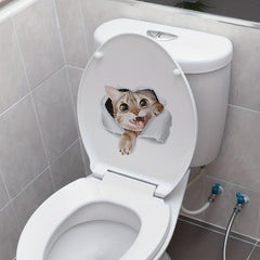 3D Cat Pattern Toilet Lid Decal Restroom Renovation Self-adhesive Decal