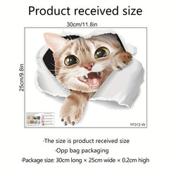 3D Cat Pattern Toilet Lid Decal Restroom Renovation Self-adhesive Decal