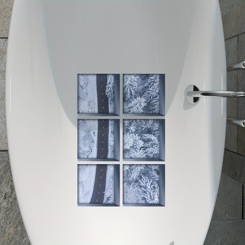 6pcs Winter Road Pattern Bathtub Appliques Waterproof Sticker