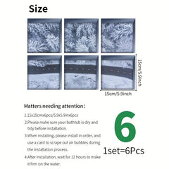 6pcs Winter Road Pattern Bathtub Appliques Waterproof Sticker