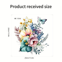 Purple Flower Butterfly Wall Sticker Bathroom Toilet Waterproof