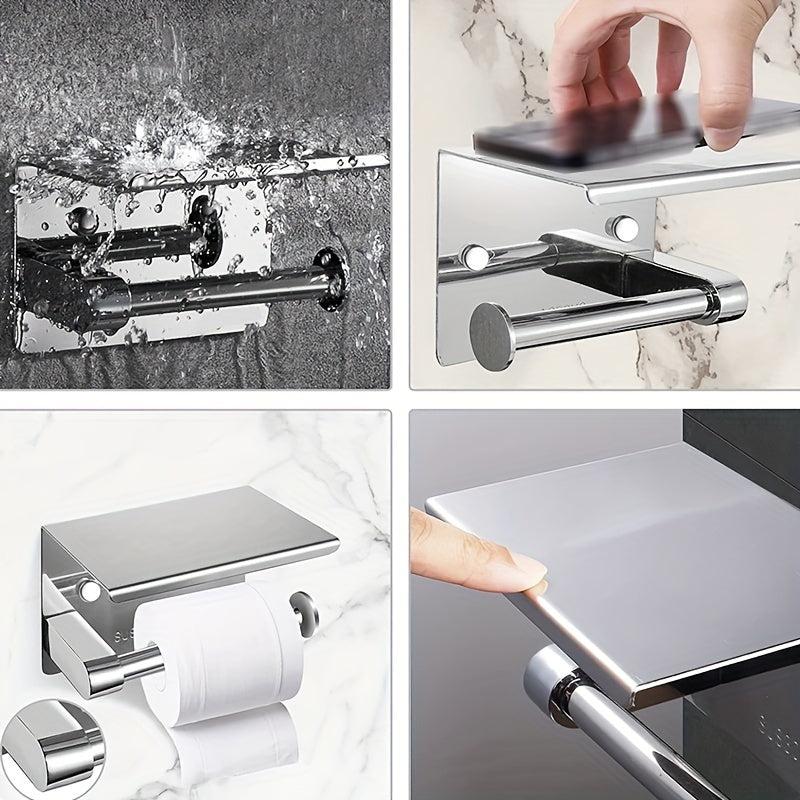 304 Stainless Steel Toilet Paper Holder with Storage Self Adhesive/Screw