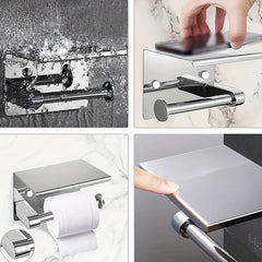304 Stainless Steel Toilet Paper Holder with Storage Self Adhesive/Screw