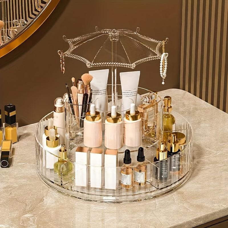 360 Rotating Cosmetic Storage Box Large Capacity Makeup Organizer
