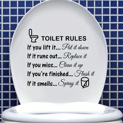 Funny Toilet Sticker Toilet Rules Self Adhesive Decals