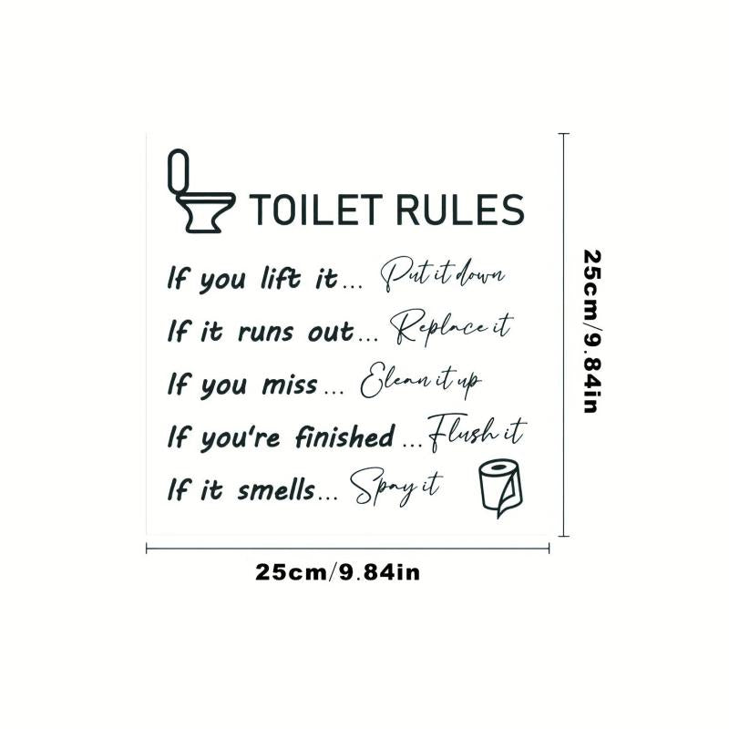 Funny Toilet Sticker Toilet Rules Self Adhesive Decals