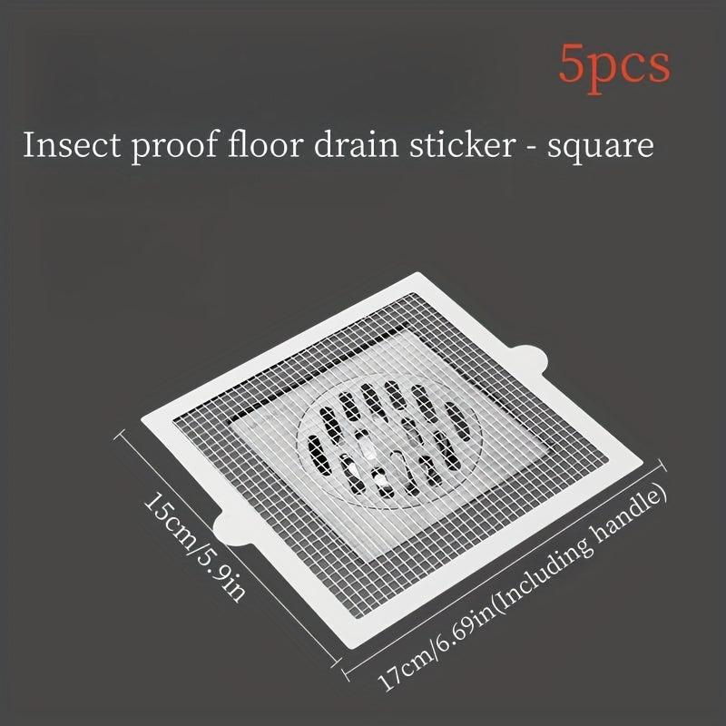 5pcs Disposable Shower Drain Hair Catcher Mesh Stickers