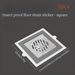 5pcs Disposable Shower Drain Hair Catcher Mesh Stickers