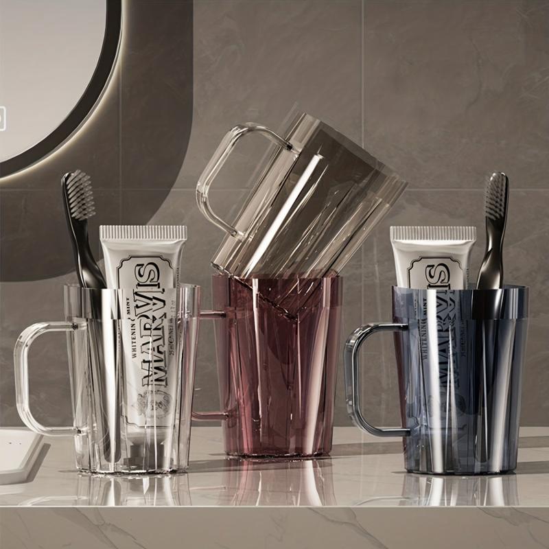 Minimalist Mouthwash Cup Plastic Gargle Cup With Handle Bathroom Tumbler