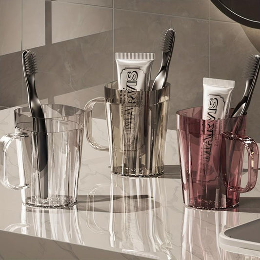 Minimalist Mouthwash Cup Plastic Gargle Cup With Handle Bathroom Tumbler