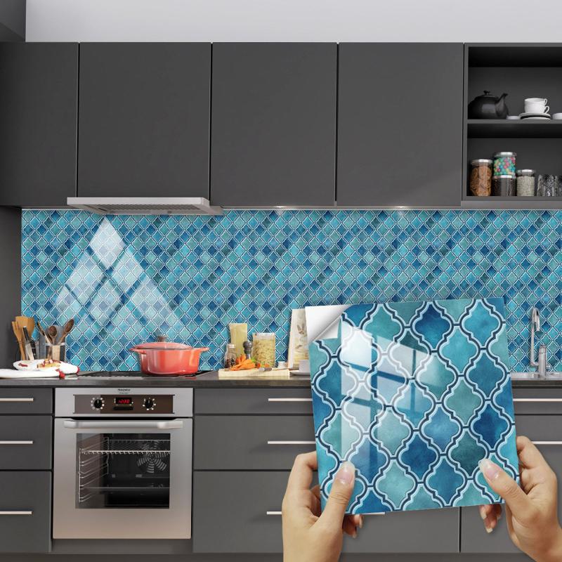 10pcs Vintage Tile Stickers Peel and Stick Self Adhesive Decals