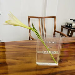 Modern Clear Book Vase with Cleaning Tools Acrylic Flower Vase