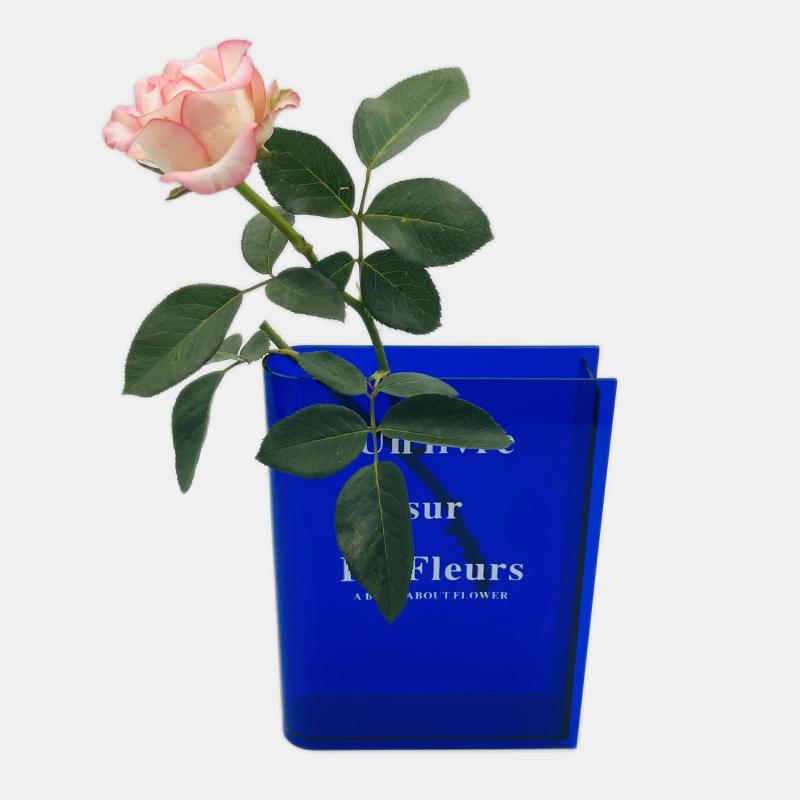 Modern Clear Book Vase with Cleaning Tools Acrylic Flower Vase