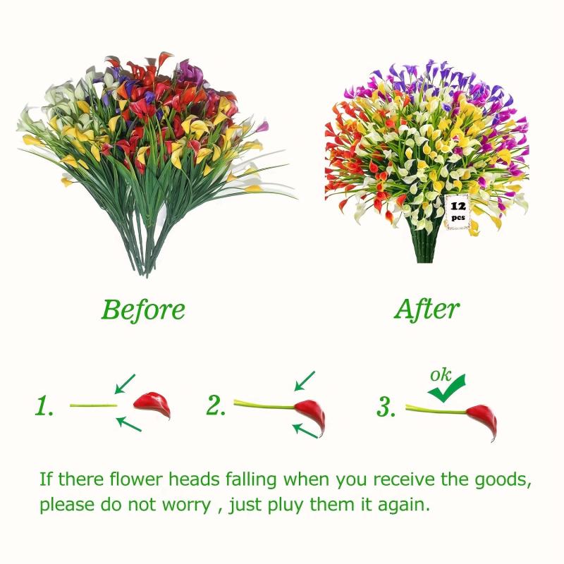 12pcs Artificial Calla Lily Bouquet Home Outdoor Wedding Party Decor
