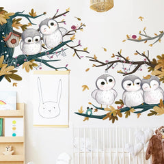 Owl Wall Sticker Branch Removable Wall Decal For Living Room Bedroom