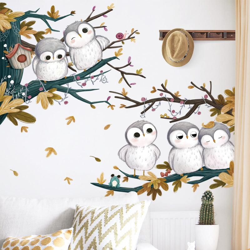 Owl Wall Sticker Branch Removable Wall Decal For Living Room Bedroom