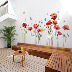 Colorful Flower Plant Butterfly Wall Sticker Self Adhesive PVC Decals