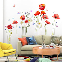 Colorful Flower Plant Butterfly Wall Sticker Self Adhesive PVC Decals