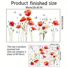 Colorful Flower Plant Butterfly Wall Sticker Self Adhesive PVC Decals