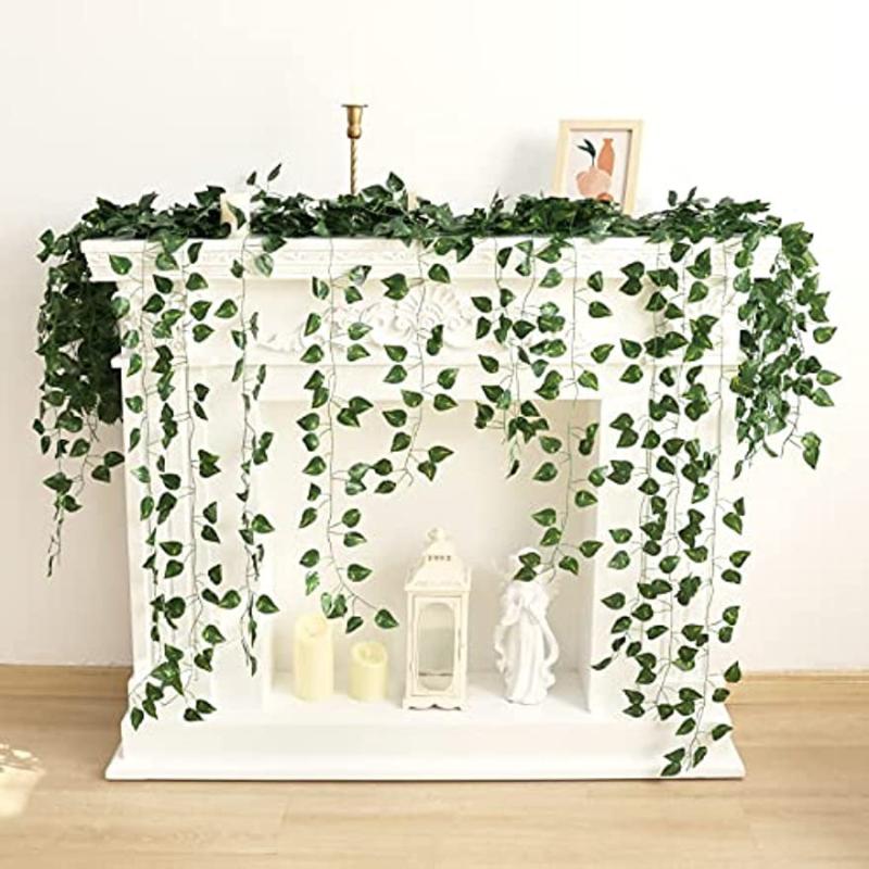 12pcs Artificial Grape Vines Leaf Green Leaves Plants Hanging Vine