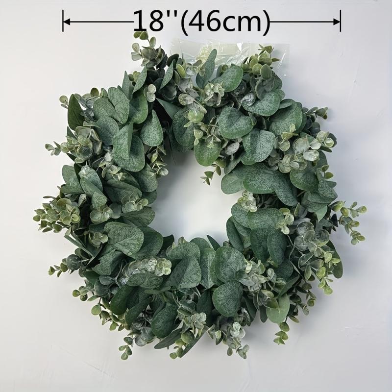 45 Artificial Eucalyptus Wreath for Front Door - Green Leaves - Porch Decor
