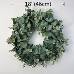 45 Artificial Eucalyptus Wreath for Front Door - Green Leaves - Porch Decor