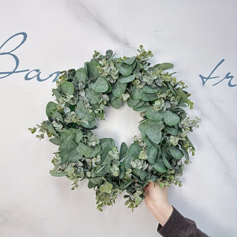 45 Artificial Eucalyptus Wreath for Front Door - Green Leaves - Porch Decor
