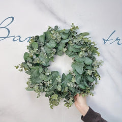 45 Artificial Eucalyptus Wreath for Front Door - Green Leaves - Porch Decor