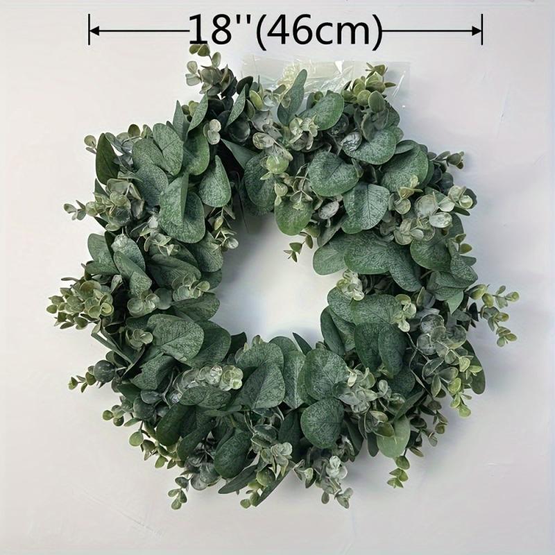 45 Artificial Eucalyptus Wreath for Front Door - Green Leaves - Porch Decor