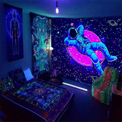 Astronaut Donut UV Light Tapestry for Wall Decor