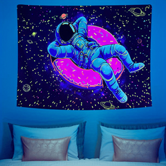Astronaut Donut UV Light Tapestry for Wall Decor
