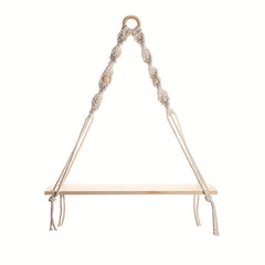 Hand Woven Macrame Rope Tapestry Holder Boho Wood Rack Wall Decor