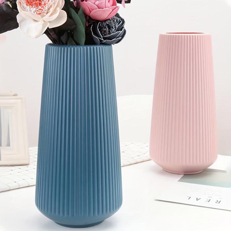 Plastic Flower Vase Home Decor Pink