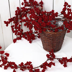 Artificial Red Berry Rattan Hanging Decoration for Indoor/Outdoor Festivals